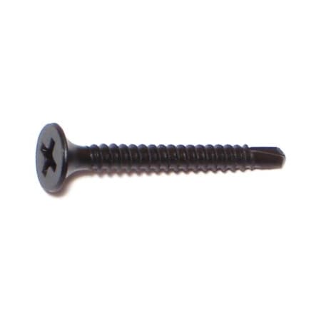 Midwest Fastener Self-Drilling Screw, #6 x 1-1/4 in, Black Phosphate Steel Flat Head Phillips Drive, 8000 PK 08002